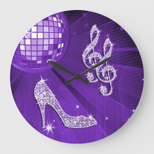Grande Horloge Ronde Sparkly Purple/ Lilac Music Note & Stiletto Heel (Recto)
