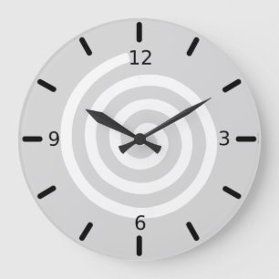 Grande Horloge Ronde Spirale Abstraite en gris clair et blanc