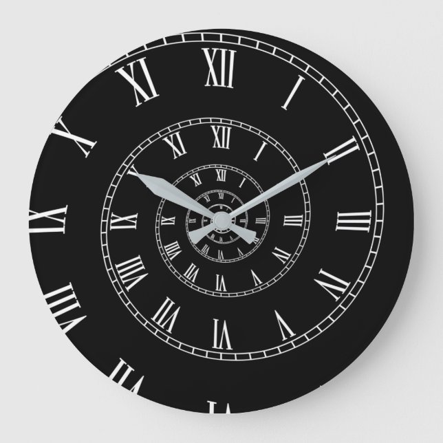 Grande Horloge Ronde Spirale antique blanche/noire (Recto)