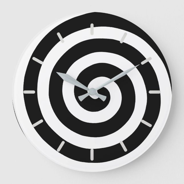 Grande Horloge Ronde Spirale concentrée en noir et blanc (Recto)