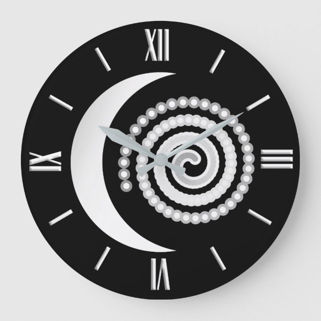 Grande Horloge Ronde Spirale de la lune d'argent (Recto)