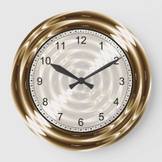 Grande Horloge Ronde Spirale métal or