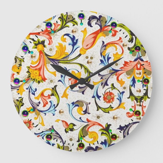 GRANDE HORLOGE RONDE SPIRALES FLORALES DE LA RENAISSANCE FLORENTINE,FLE (Recto)
