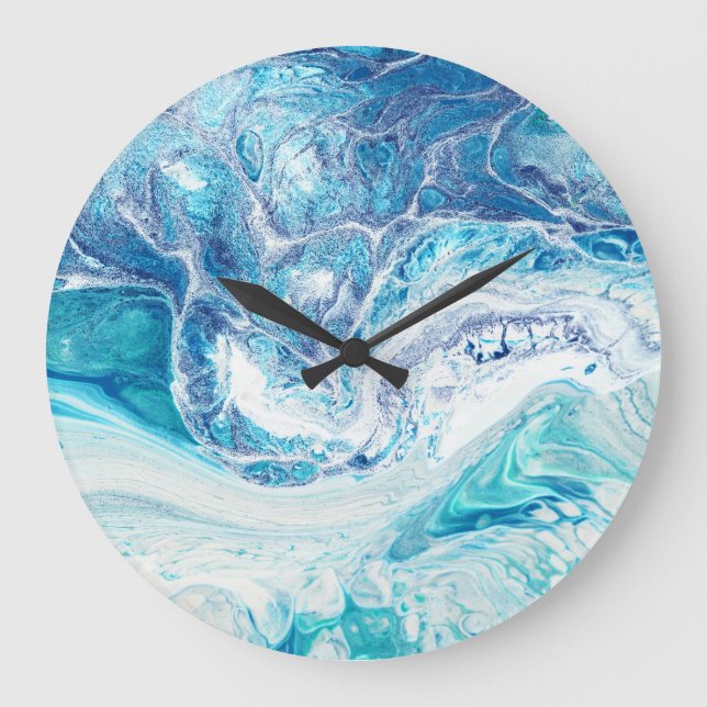 Grande Horloge Ronde Splash couleur : Acrylique Abstrait Arrière - plan (Recto)