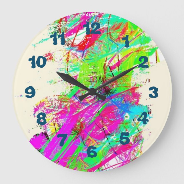 Grande Horloge Ronde Splattered paint rainbow digital art creative (Recto)