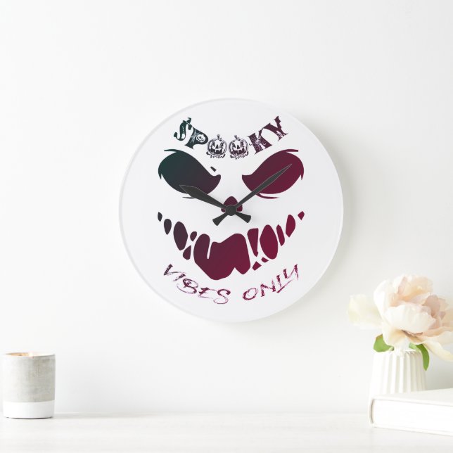 Grande Horloge Ronde Spooky Vibes Only-Halloween Monster  (Maison)