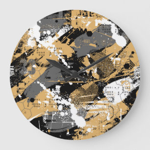 Grande Horloge Ronde Sport Abstrait, style graffiti