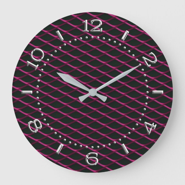 Grande Horloge Ronde Sporty Industrial Automotive Textures rose sur un (Recto)