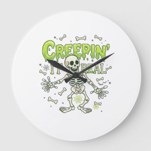 Grande Horloge Ronde Squelette de véritable araignée d'Halloween de cré