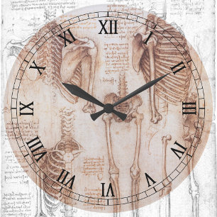 Grande Horloge Ronde Squelette des os de l'anatomie humaine de Léonard 