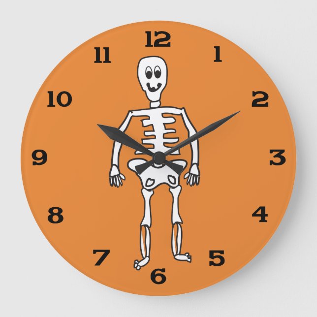 Grande Horloge Ronde Squelette d'Halloween mignonne (Recto)