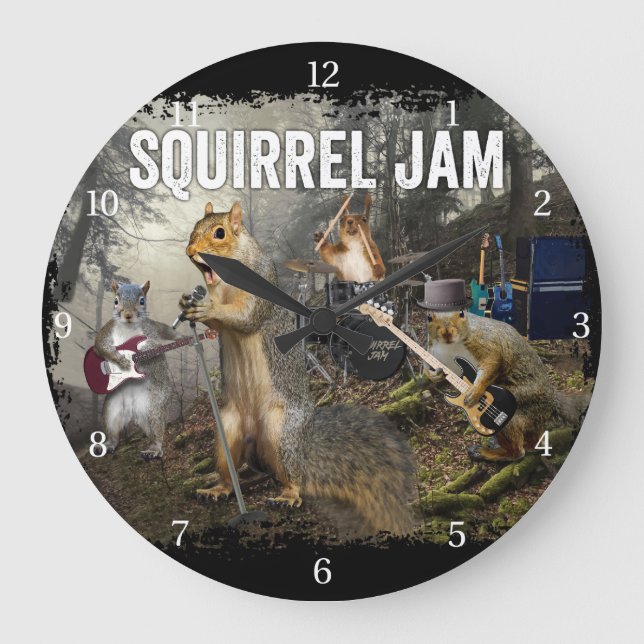 Grande Horloge Ronde Squirrel Jam - drôle de groupe de rock (Recto)
