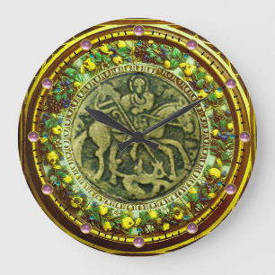 GRANDE HORLOGE RONDE ST.GEORGE, MÉDAILLON DE BRONZE DU DRAGON COURONNE