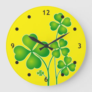Grande Horloge Ronde St. Patrick's Day Clover / Shamrocks + vos idées