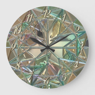 Grande Horloge Ronde Stained glass look colorful abstract