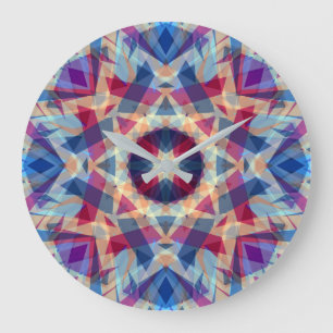 Grande Horloge Ronde Star de Noël Jolly Bleu amusant violet brillant Ja