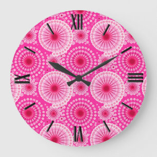 Grande Horloge Ronde Starburbs et pinwheel, fuchsia rose & maron