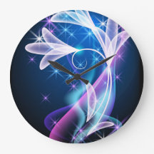 Starlit Elégance : Floral Design Deep Blue clock