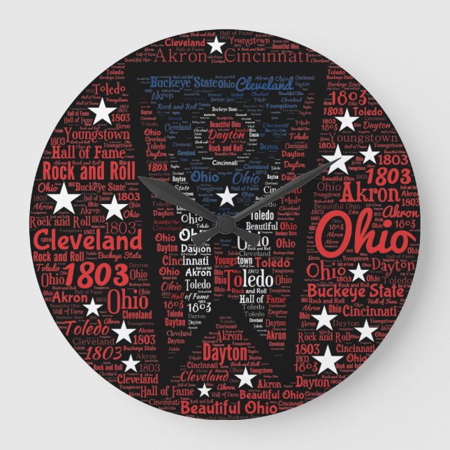 Grande Horloge Ronde State of Ohio Word Art Round (Recto)