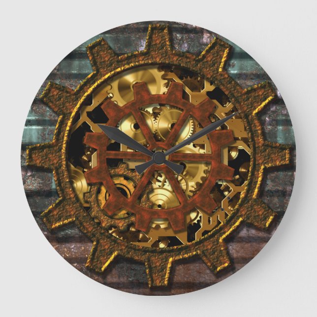 Grande Horloge Ronde Steampunk 11 options d'horloge murale (Recto)