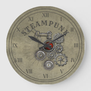 Grande Horloge Ronde Steampunk Gears Clockwork Graphic 