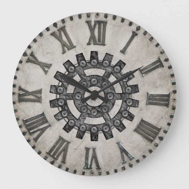 Grande Horloge Ronde Steampunk Wall Clock (Recto)