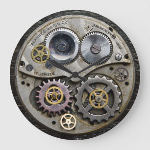 Grande Horloge Ronde SteamPunk Wall Clock, Metal Clock, Acrylic Clock