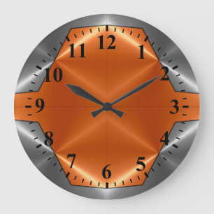 Grande Horloge Ronde Steel metal Look 3