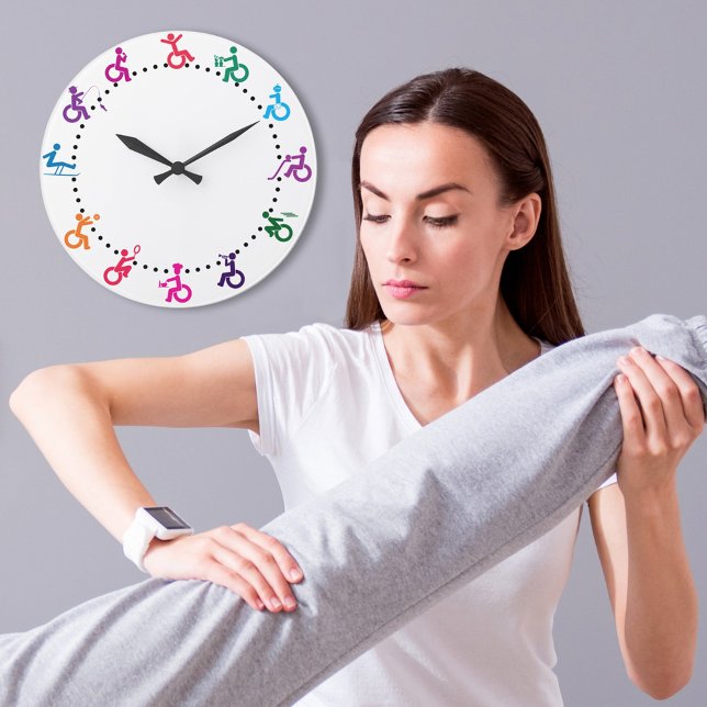 Grande Horloge Ronde Stickman Handicapé S'Amusant ! (Créateur téléchargé)