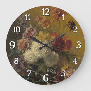 Grande Horloge Ronde Stilleven a rencontré Bloemen - Elégant floral Vin