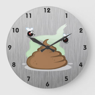 Grande Horloge Ronde Stinky poo; métal look