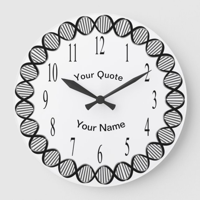 Grande Horloge Ronde Strands d'ADN avec des nombres normaux verticaux (Recto)