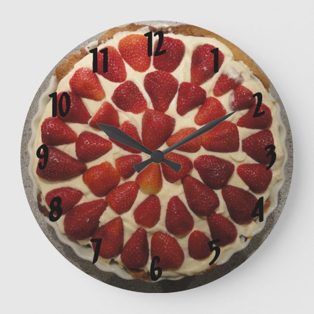 Grande Horloge Ronde Strawberry Cream Pie Wall Clock (Recto)