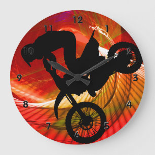 Grande Horloge Ronde Stries claires de motocross dans une soufflerie