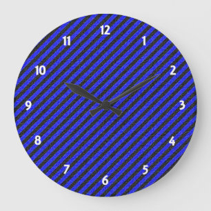 Grande Horloge Ronde Stripes Thin Black and Blue