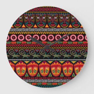 Grande Horloge Ronde Style Africain : Plaisir Motif décoratif.