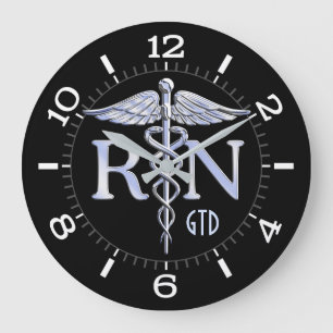 Grande Horloge Ronde Style de cadran de monogramme de caducée de RN