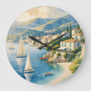 Grande Horloge Ronde Style vintage Côte d'Azur Voyage en France