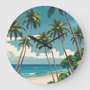 Grande Horloge Ronde Style Vintage Hawaïen Voyage Aloha Depuis Hawaï