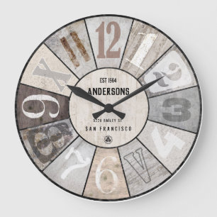 GRANDE HORLOGE RONDE STYLE VINTAGE INDUSTRIEL RUSTIQUE