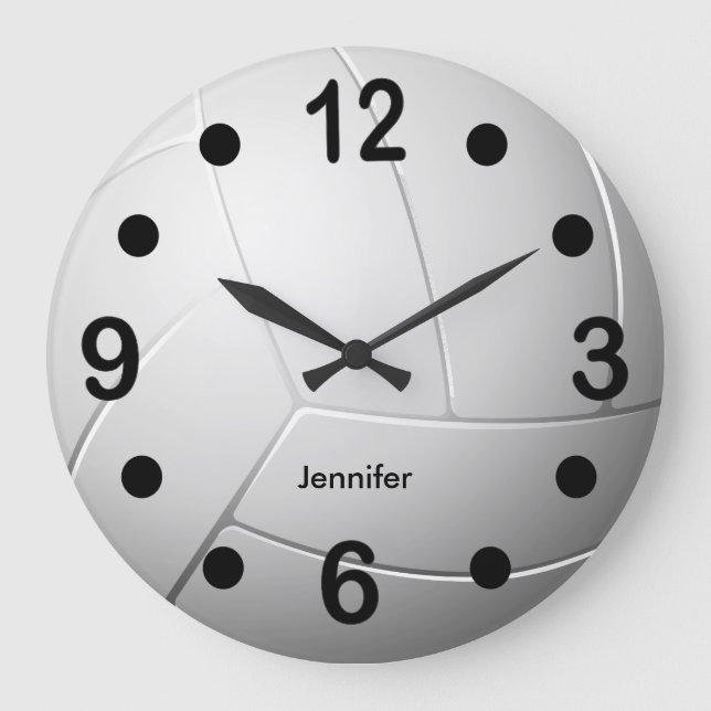 Grande Horloge Ronde Style volley-ball blanc (Recto)