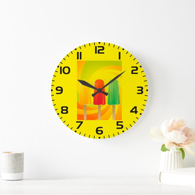 Grande Horloge Ronde Summer Ice Pops Trio Bright Popsicles (Créateur téléchargé)