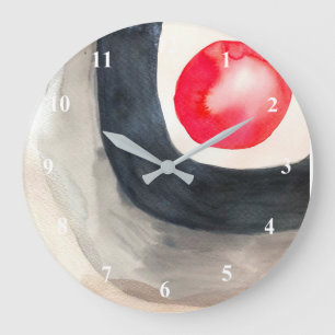 Grande Horloge Ronde Sun gris et noir art moderne abstrait