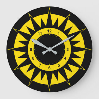 Grande Horloge Ronde Sun noir et jaune