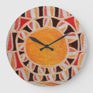 Grande Horloge Ronde SUN SOLAR ENERGY JAUNE orange red