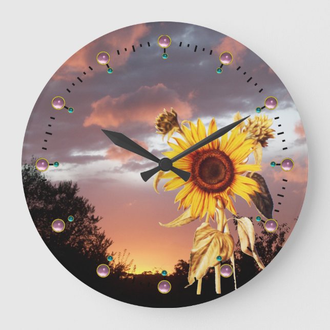 GRANDE HORLOGE RONDE SUNFLOWER AND SUMMER SUNSET WITH PINK CLOUDS (Recto)
