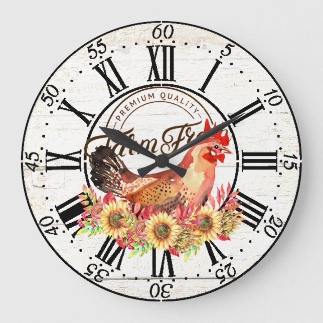 Grande Horloge Ronde Sunflowers and chicken farm fresh (Recto)