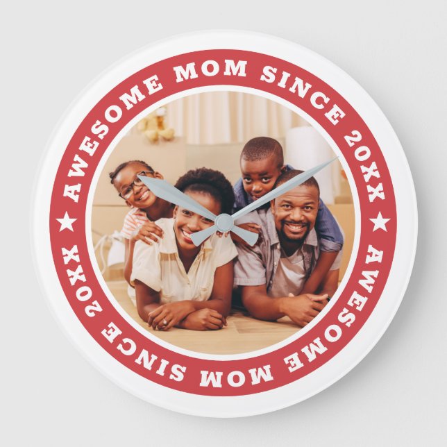 Grande Horloge Ronde Super Maman Depuis 20XX Modern Photo Simple (Recto)