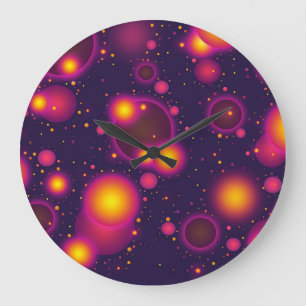 Grande Horloge Ronde Super rose pourpre et jaune brillant Bubble