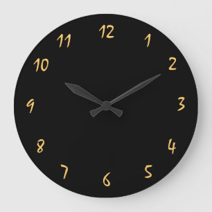 Grande Horloge Ronde Super stylé et élégant noir et doré